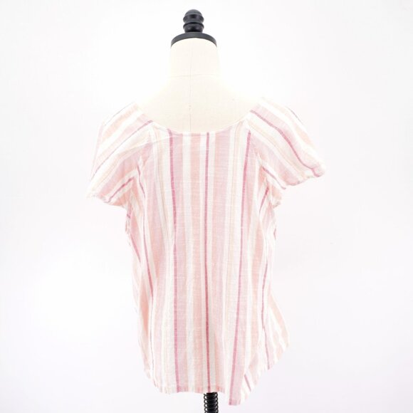 French Laundry Pink Striped Button Front Poncho XL Blouse Sleeveless V-Neck‎ - Picture 5 of 9